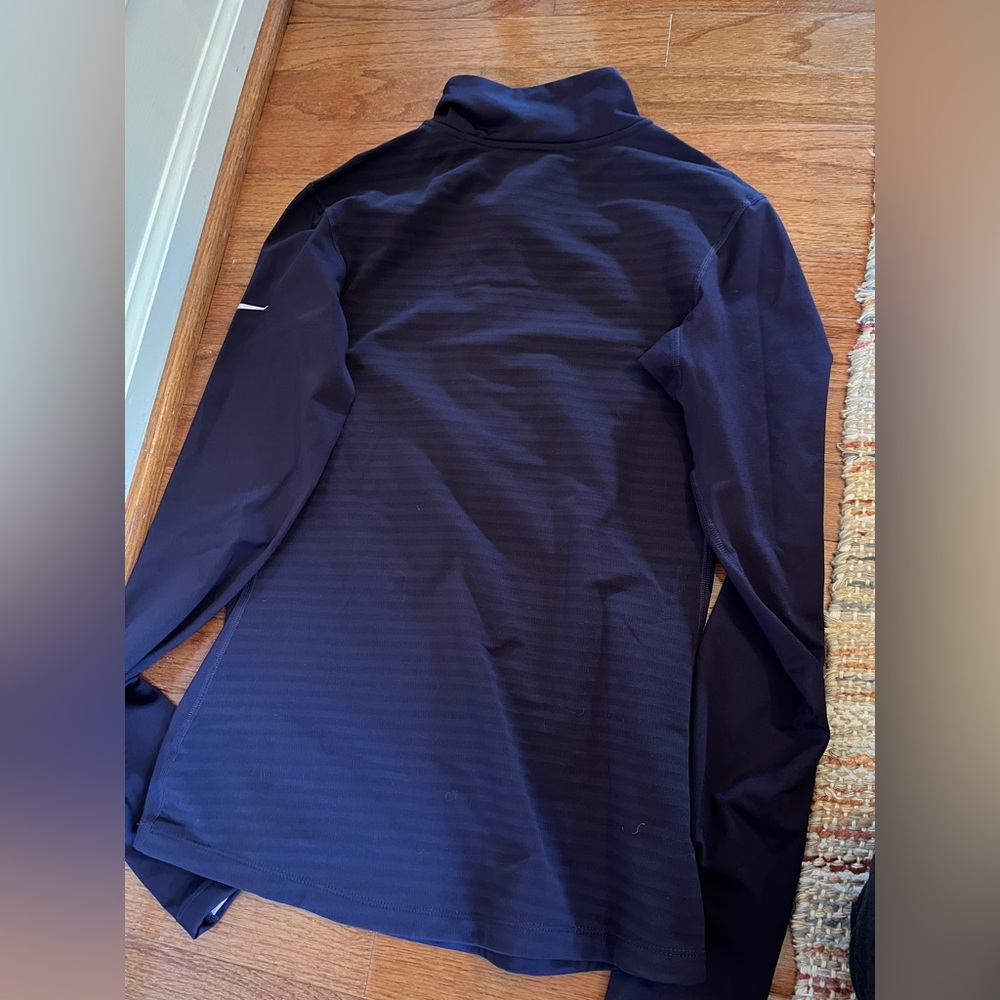 Nike Pro Dri-Fit Mock Neck Half Zip Fleece Lined Running Shirt Purple Size M - Picture 2 of 4